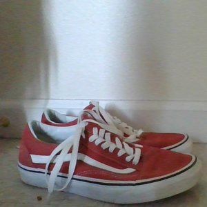 red and white Vans old skool skater shoes